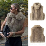 Women's ZA Flat For Fashion Vest Faux Fur Effect