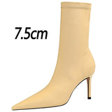 Shoes Women Boots Fashion Ankle Boots Pointed Toe Stretch Boots Autumn Stiletto Socks Boots High Heels Ladies Shoes