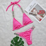 Zingj Bikini Ribbon Luxury Diamond Swimwear Sexy Metal Chain Accessories