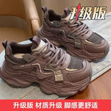 Dad Shoes Women 2025 Spring New Retro Heightening Mesh With Casual Feet Small Shoes