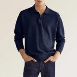 Wish Autumn Long-Sleeved V-Neck Button Men's Casual Polo