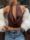 Hot Girls Pure Desire To Lead The Wave Point Hit The Color Sexy Dew Back Tonic Strap Short Umbilly Hanging Neck Small Vest