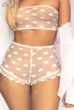 Sexy Women Lace Tulle Lingerie Set Ruffle Sleepwear Babydoll Ladies Sexy Bandeau Underwear Nightwear Exotic Sets