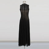French Famous Style Sleeveless Dress 2025 New Micro-Bomb Lace Design Slimming Long Dress Dress Women's