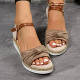 New Sandals Women's Bow Rope Soles Light Women's Shoes Fish Mouth Thick-Soled