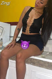 Sexy Chain Bandage Two Piece Set Summer Clothes Crop Top Mini Skirt Suit Club Outfits Vacation Matching Sets for