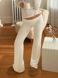 Base Solid Color High-Rise Micro-Speakers Roll Waist Wide Waist Thin Leisure Sweating
