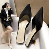 Half-Shoe Woman 2025 Summer New Large-Size Pointed Thin And Shallow Cloth Cloth Muller Shoes And