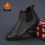New Men's Shoes High-Top Men's Shoes Men's Casual Leather Shoes Plus Velvet Warm Two Cotton Shoes Men's Winter Shoes Martin