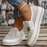 Cake Thick-Soled Lefu Shoes Spring Summer New Mesh Women's Shoes Breathable Mesh Water Drilled A Foot Lazy Single