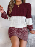 Shooting 2025 Autumn And Winter Casual Lantern Sleeve Sweater Dress Women's