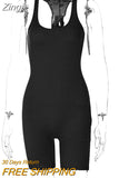 Striped Sporty Workout Halter Rompers Women Casual Active Wear Backless Sleeveless Playsuit Athleisure Biker