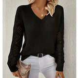 Sweater Women's Knitted Shirt Languid Languid Long Sleeve V Collar Hooded