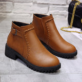 Martin Boots Women's Shorts Boots Vintage Belt Buckle Low Heel Boots