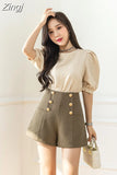 Women's Pants 2023 Summer Stretch Button Up Wide Leg Pants Women's High Waist Suit Short Women Solid Zipper Basic Sexy Shorts