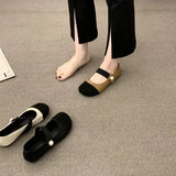 Fragrant Wind Square Single Shoes Evening Equal Pearl Loose Band Collage Mary Jane Fashion Women's Shoes Spring And Autumn High