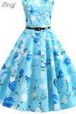 Womens Dresses 2023 Casual Floral Retro Vintage 50s 60s Robe Rockabilly Swing Pinup Vestidos Valentines Day Party