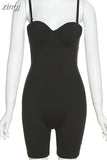2023Spring Skinny Fitness Romper Women Bodysuit Sleeveless Sexy Strap Low Cut Playsuit Workout Loungewear