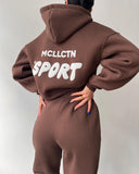 Casual Plus Velvet Long-Sleeved Hooded Trousers Set For Autumn/Winter
