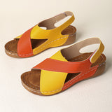 Bottom Cross-Slope Heel Sandals Women Wear Large-Size Impact Air-Breed Magic Sticky Beach Cold