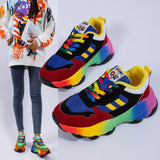 Casual Single Shoe Rainbow Sole Fashion Tie Flying Breathable Leisure Sports Single Shoes