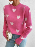 And Winter New Heart Pattern Loose Round Collar Knitting Jacket