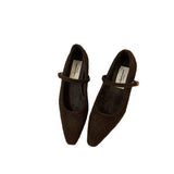 The Autumn And Winter Of 2025, A Word With A Female Plus Velvet Single Shoe Korean Version Of The Coarse And Small Square Head Velvet Female Shallow Shoes Leopard