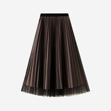 Silk Folded Skirt Net Yarn Half-Dress Woman Long Yarn Skirt On Both Sides Of The