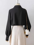 Black T-Shirt Women's New Temperament OL Single-Laughter Long Sleeve Shirt Tide In 2025