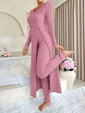 Autumn And Winter Design With A Sense Of Round Neck Opening Fork Long Coat Trousers Casual Fashion