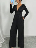 Women's Dark V Solid-Color Pit Strip Sexy Body-Snley Elegant Temperament
