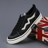 The Autumn Of 2025, The New Men's Shoes Flat-Soled Lace-Paneled Shoes Korean Version Of The Trend Of Casual Canvas Shoes Fashion And Comfortable Canvas