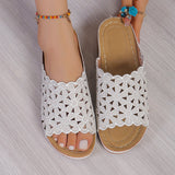 2025 Summer New Simple Leisure Flowers Hollow PU With Women's Slopes And