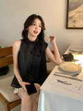 Xixi 2025 Summer New Korean Version Of The Temperament With Chiffon Sleeveless Shirt Women's Top