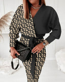 Independent Station Autumn Printed V-Collar Stylish Long-Sleeved