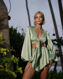New Paired With Sexy French Long-Sleeved Top Short