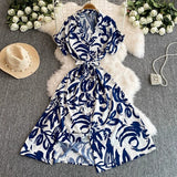 Sales Of 2025 Summer High-End Ocean Gas Printing Long Shirt Dress