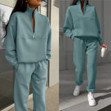 Women's New Casual Fashion Thicken Long-Sleeved Trousers Two