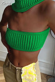 Summer Knitted Cut Out Sexy Crop Top for Women Strapless Backless Slim Halter Tops Y2K Gothic Elegant