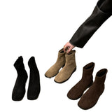 Velvet Skinny Short Boots Women's Shoes 2025 New Autumn And Winter Martin Boots Square Head Korean Small Ankle