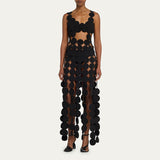 Sexy Hollow Dress Spring 2025 New Fashion Film Stitching Design Sleeveless
