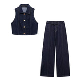New Denim Vest 8228024 With Belt Horn Jeans