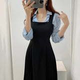 Slip Pleated Dress Women Korean Style A Line Slim Sleeveless Elegant Wrap Hip Dresses Office Ladies Dresses 2023