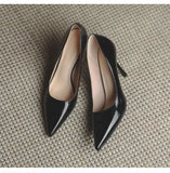 High-Heeled Women 2025 New Small Fragrant Temperament Tips Inside The Height Of High-Soled Shoes Patent Leather Single