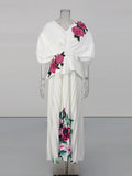 Elegant Tea Break Dress 2025 Autumn And Winter New High-End Printing Rose Flower Dress Dress