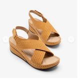 Women's Summer 2025 New Slope And Car Sewing Breathable Magic Sticker Hollow Mother Shoes Women's