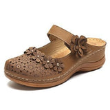 Burst Summer Cave Shoes Women Retro Comfortable Slope With Slippers Round Head Soft Leisure Flowers Women Cool