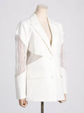Zingj Spring New Fashion Temperament V Collar Hollow Out Perspective Lace Splicing Design Sense Long Sleeve Suit Jacket