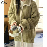 Sweater Cardigans Women Korean Style Autumn Loose Vintage Simple Casual Sueters Mujer Ins College Girls Fashion
