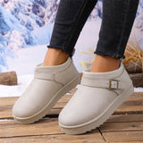 Bottom Snow Boots Women 2025 Winter New Fur Belt Buckle Warm And Velvet Anti-Slip Wearing Cotton
